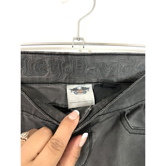 Harley Davidson Gray Studded Skinny Low Rise Pants Size 4 - Picture 4 of 10